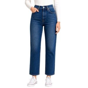 Levis Premium Wedgie Straight High Rise Dark Wash Blue Denim Jeans Size 25